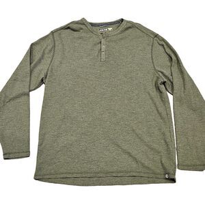 Solaris Men's Gray Long Sleeve Thermal Henley Shirt Size XL Metal Snaps